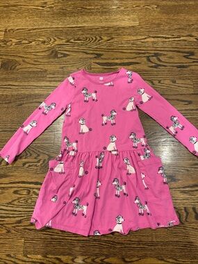 Tea Collection Pink Poodle Print Long-Sleeve Pocket Dress